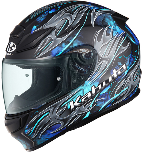 OGK Kabuto Shuma Helmet Flame Flat-Black-Blue SALE