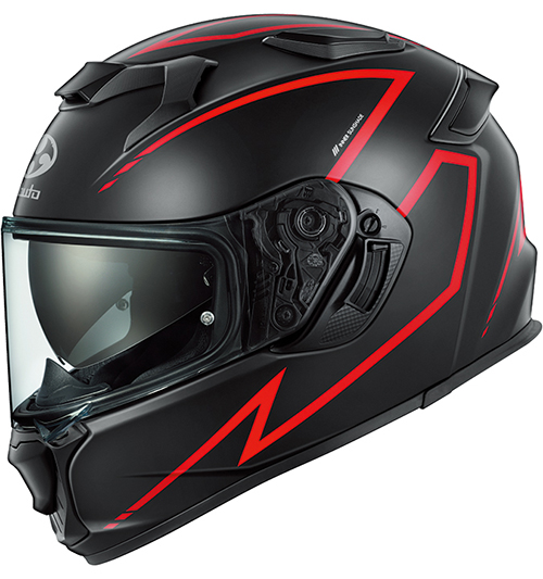 OGK Kabuto Kamui-5 Helmet Spria Flat-Black-Red